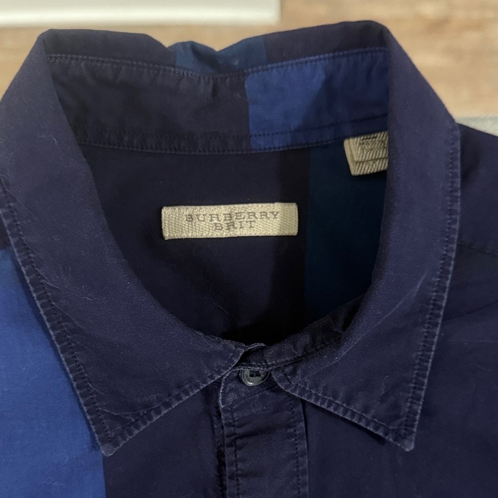 Burberry London Men's Dark Blue Button Down Shirt